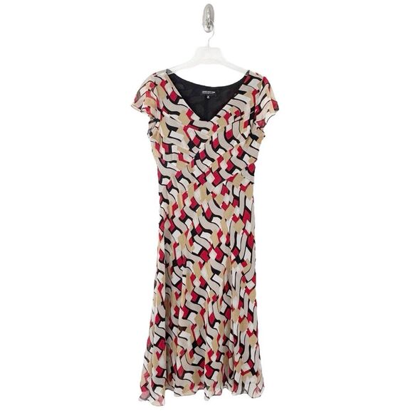 Jones New York Women’s Multicolored Silk Flutter Sleeve Slipover Dress Size 14P - Picture 1 of 15